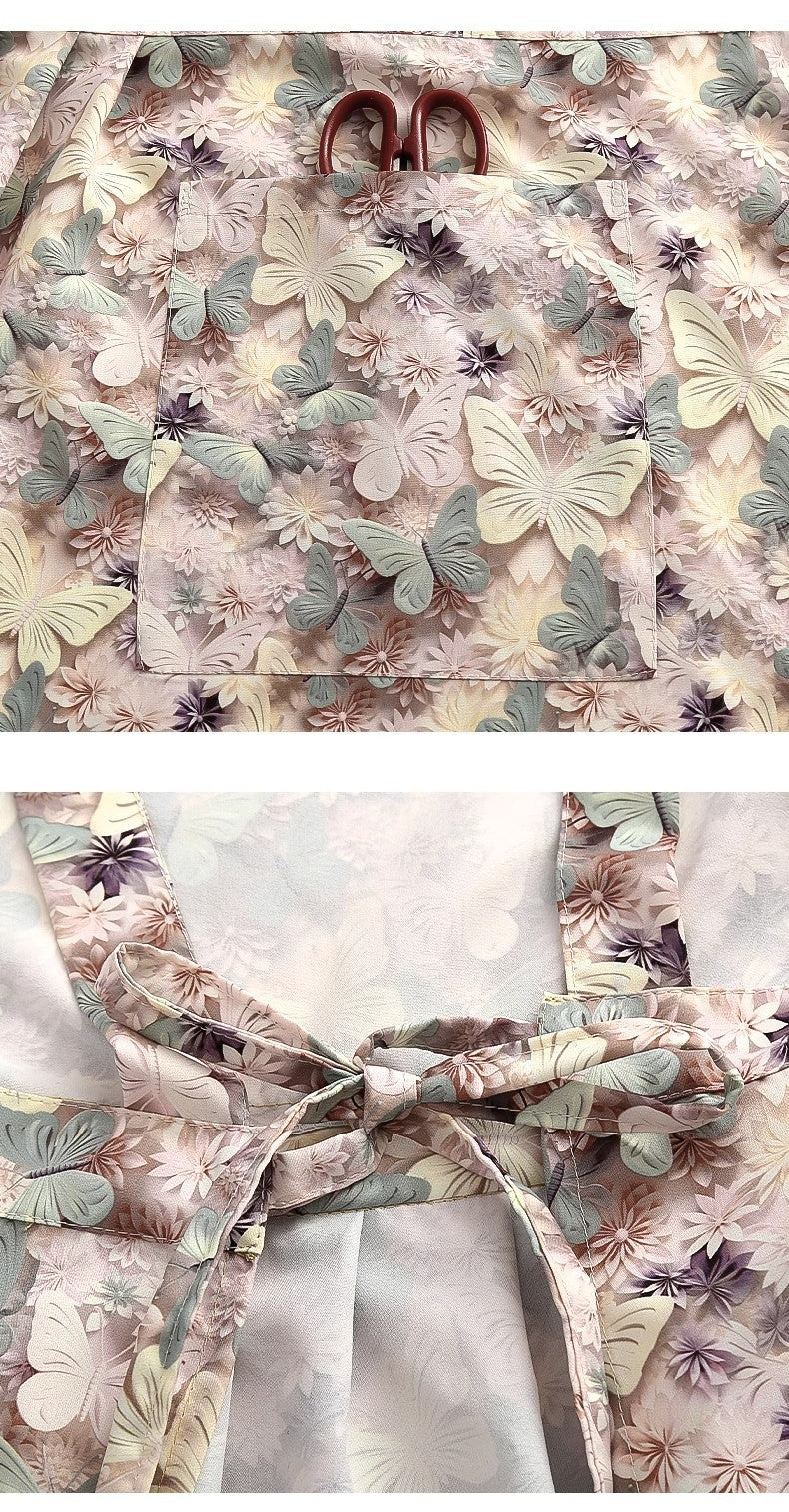 Floral Apron, High-Looking, Young Style, Anti-Fouling Suspenders, Flower Shop, Cafe, Cake Shop, Baking Work Clothes