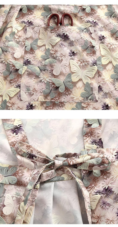 Floral Apron, High-Looking, Young Style, Anti-Fouling Suspenders, Flower Shop, Cafe, Cake Shop, Baking Work Clothes