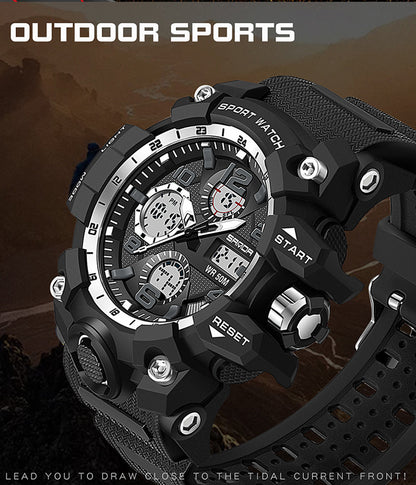 Sanda Hot-Selling Watch Korean Version Student Party Multi-Functional Waterproof Alarm Clock Electronic Watch Cool Dual Display Luminous Sports Watch by PDG ibma