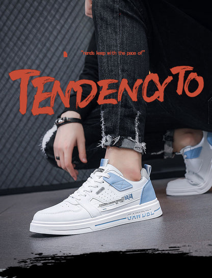 Men's Shoes Korean Style Trendy All-match Trendy Shoes Sports Winter 2023 New White Shoes Skate Shoes Waterproof Casual Leather Shoes