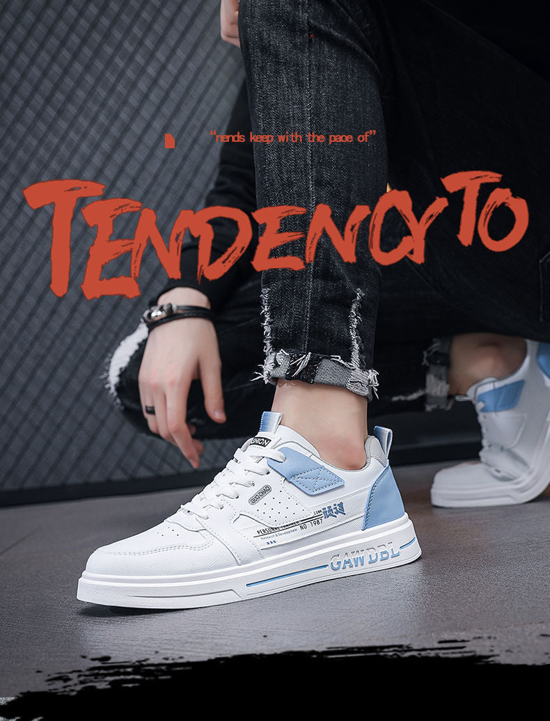 Men's Shoes Korean Style Trendy All-match Trendy Shoes Sports Winter 2023 New White Shoes Skate Shoes Waterproof Casual Leather Shoes