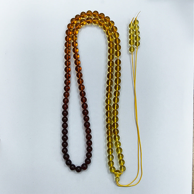 Baltic Amber Rainbow 108 Necklace National Style New Chinese Style Accompaniant Woolen Chain Natural Gold Pepper Blood Pepper All-Match