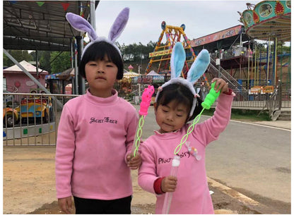 Led Light-Up Plush Bunny Ears Headband for Kids with Light-Up Hair Clip Decoration for Party Performance Props Styling