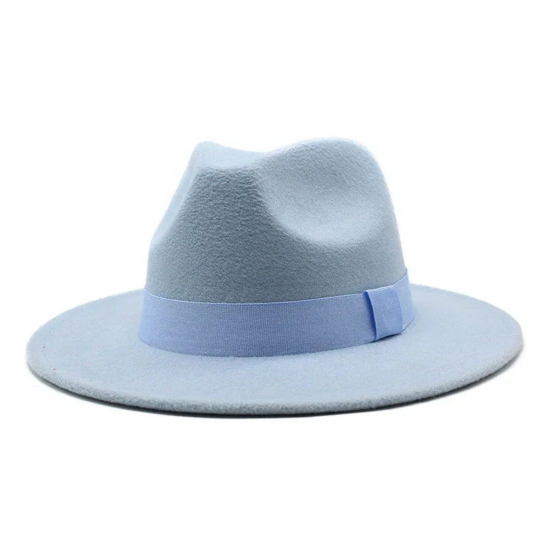 2023 New Hot Wide Brim Felt Fedora Hats With Bee Ribbon Autumn Winter Wedding Party Trilby Hat Men Gentleman Jazz Hats 56-58CM