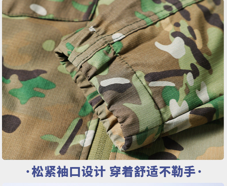Outdoor Summer Camouflage Clothing suit Men's Wear-resistant Tear-resistant Multi-pocket Labor Protection Breathable Quick-drying Training Clothing Men's Tooling