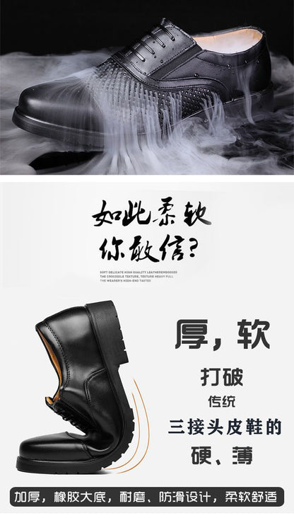 [Real cowhide] business formal leather shoes men's three-joint leather men's shoes summer breathable hidden height increasing shoes men