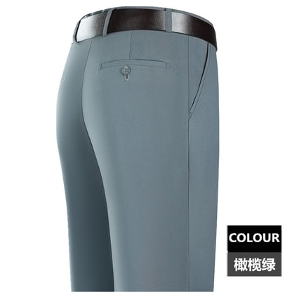 2025 New Summer Thin Mulberry Silk Middle-Aged Business Casual Straight Loose Wrinkle-Free Men's Pants