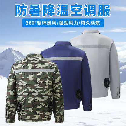 Cross-Border Cooling Air-Conditioning Clothing with Reflective Strips and Fan Cooling Clothing for Men and Women Labor Protection Summer Outdoor Work Clothes