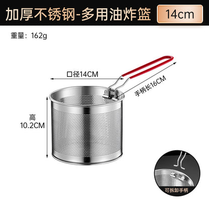304 Stainless Steel Frying Basket Frying Mesh Basket Cooking Noodles Lander Frying Basket Frying Pan Frying Pan Frying Pan Oil Filter Screen
