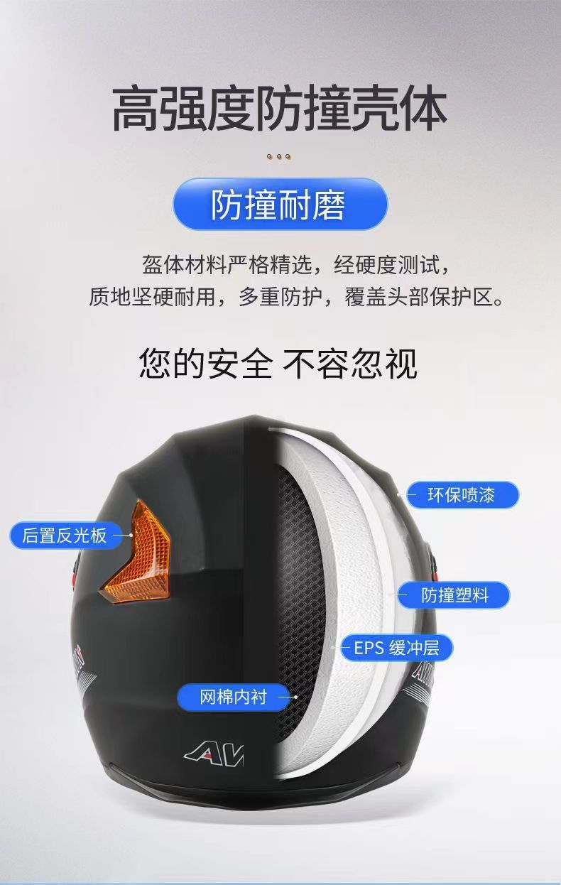 ABS material helmet HD anti-fog helmet motorcycle helmet men and women electric car helmet thickened warm cap