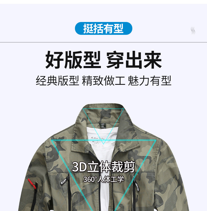 Summer Pure Cotton Thin Work Clothes Set for Men and Women Stretch Camouflage Clothing for Welders Wear-resistant Work-protection Clothing Casual Suit