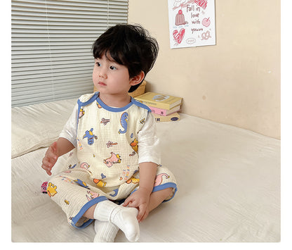 Baby Vest Sleeping Bag Summer Thin Gauze Pure Cotton Baby Kick-proof Sleeveless Children's Pajamas Air-conditioned Room Anti-cold