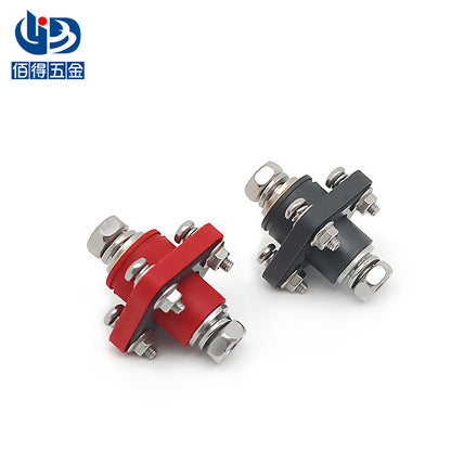 Brass Square Battery Connector Through-Wall Energy Storage Terminal M8 High Current Terminal Block 200A