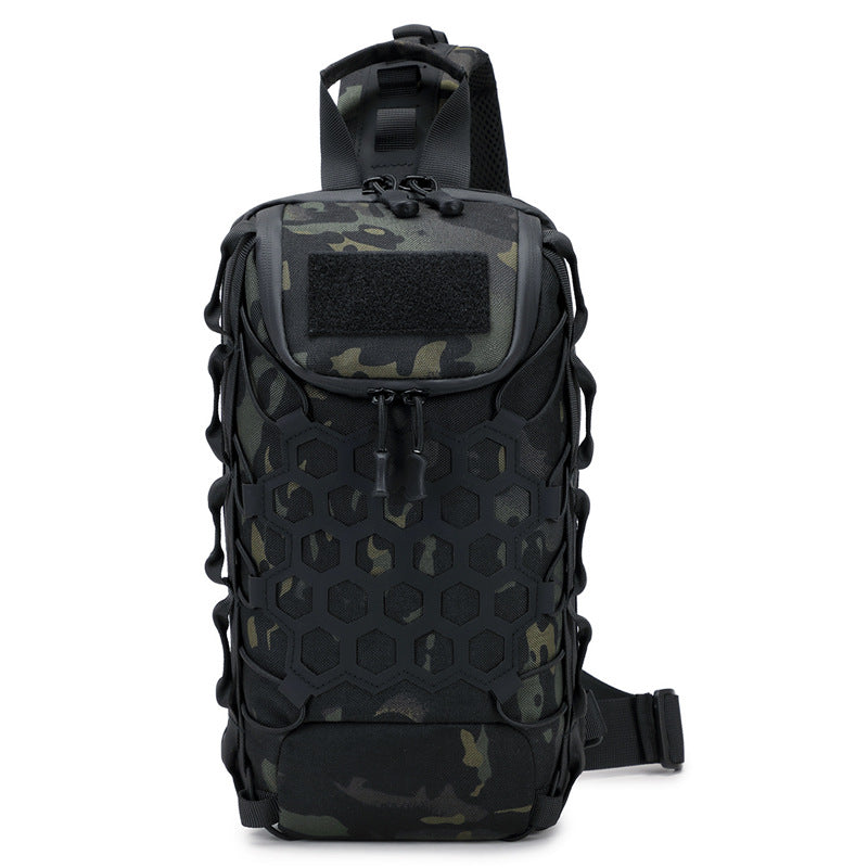 Men's Tactical Chest Bag, Crossbody Bag, Functional Outdoor Travel Lightweight Camouflage Shoulder Bag, Multi-Functional Lure Backpack
