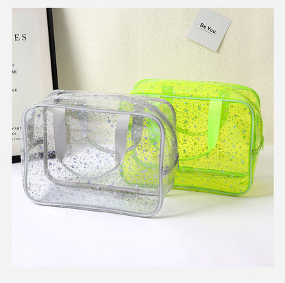 New Pvc Toiletry Makeup Brush Travel Zipper Tote Bag Cosmetic Small Star Makeup Bag Convenient and Large Capacity