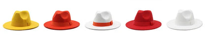 2023 New Hot Wide Brim Felt Fedora Hats With Bee Ribbon Autumn Winter Wedding Party Trilby Hat Men Gentleman Jazz Hats 56-58CM