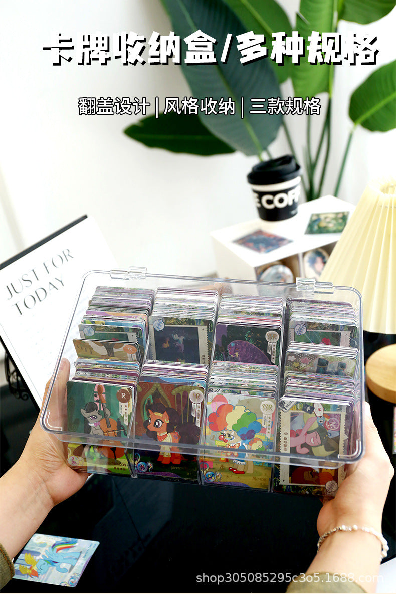 Card Storage Box, Card Organizer, Acrylic Compartment Display Rack, Stackable Drawer for Home Use