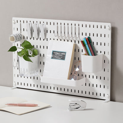 Desktop Perforated Board Storage Rack Organizer Office Partition Workstation Desk Stationery Organizer Shelf No Drilling Required