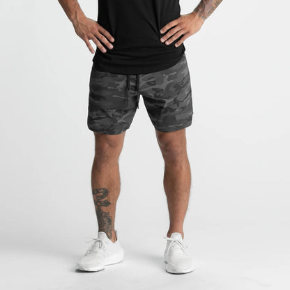 Crazy muscle men's shorts single layer woven quick-drying solid color running fitness sports casual American fifth pants