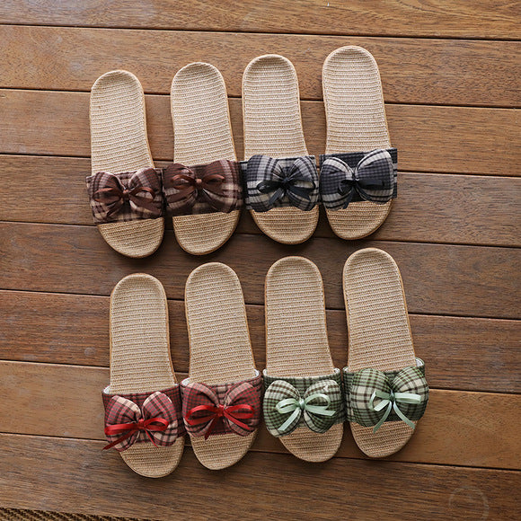 Baotou Spring & Fall Indoor Comfortable and Breathable Linen All Year Round Home Fabric Sandals for Women and Couples Floor Soft Bottom Home