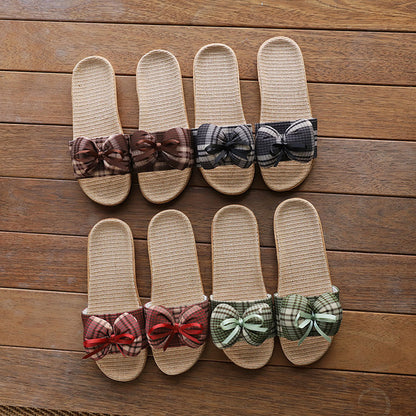 Baotou Spring & Fall Indoor Comfortable and Breathable Linen All Year Round Home Fabric Sandals for Women and Couples Floor Soft Bottom Home