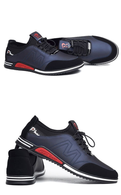 Cowhide New Men's Sports and Casual Shoes with Increased Height, Versatile Youth Trendy Shoes, Soft Leather, Soft Sole, Breathable Leather Shoes for Men