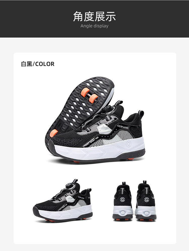 Students heelloo shoes four-wheel children's wheel skates men and women automatic version shoes with wheels in stock wholesale
