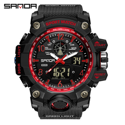 Sanda Hot-Selling Watch Korean Version Student Party Multi-Functional Waterproof Alarm Clock Electronic Watch Cool Dual Display Luminous Sports Watch by PDG ibma