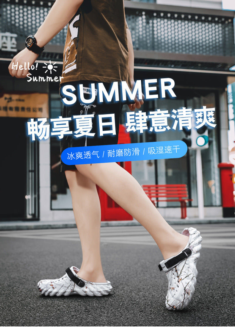 One Shoe, Two Wear, Fashionable Large Size Cross-Border Clogs, Men's Outer Wear, Casual Toe-Toe Slippers, Outdoor Trendy Men's Beach Shoes
