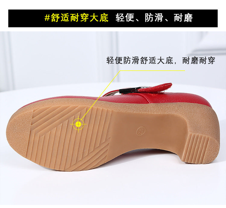 Factory direct sales dance shoes wholesale round head modern square dance shoes ladies mother shoes cross-border products 2025