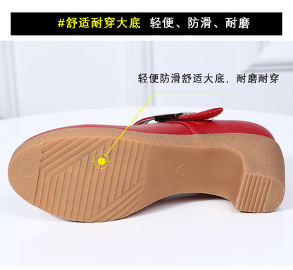 Factory direct sales dance shoes wholesale round head modern square dance shoes ladies mother shoes cross-border products 2025
