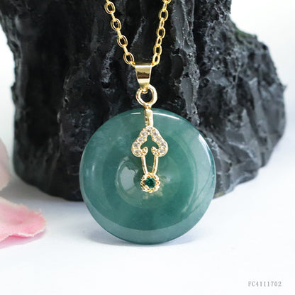 Guan Yu Natural Grade a Jade Peace Pendant Blue Water Jade Necklace Jewelry Wholesale Live Streaming S4111702