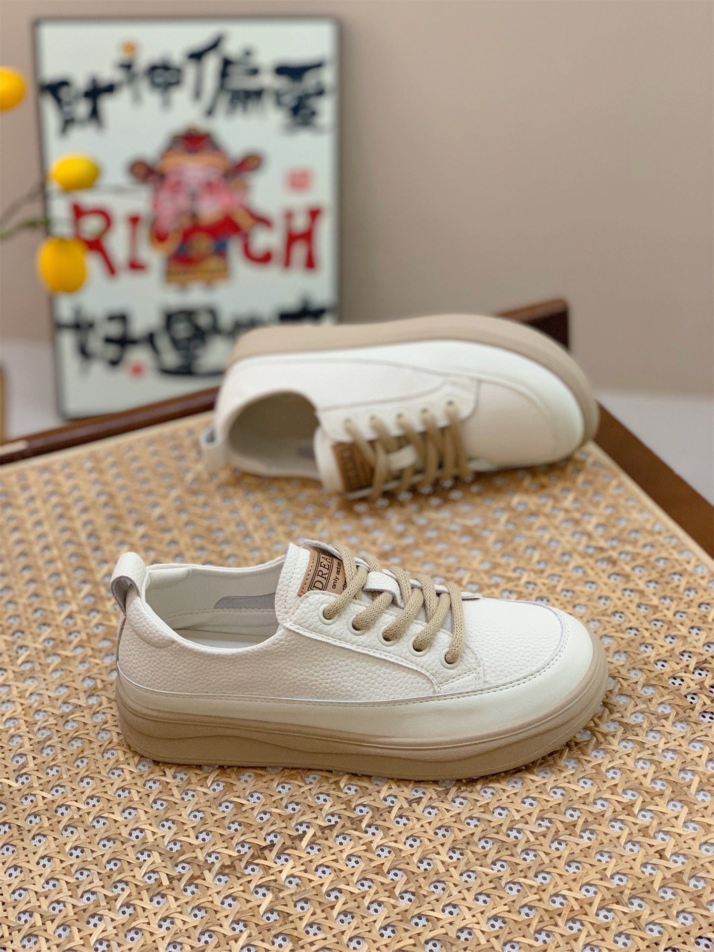 Genuine Leather Retro Sneakers for Women 2025 Spring & Fall New Niche High-Bottom Soft-Soled White Shoes Flats-Soled Sports and Casual Shoes