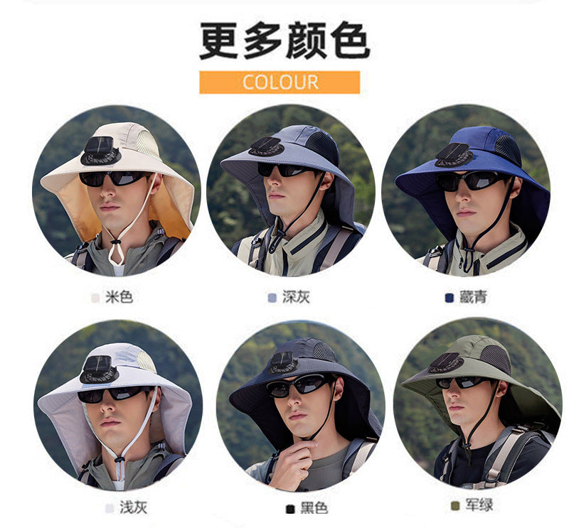 Solar Fan Hat, Summer Shawl, Neck Protection, Sun Protection Hat, Men's Outdoor Fishing and Hiking Hat, New Style Hat