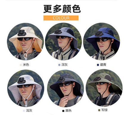 Solar Fan Hat, Summer Shawl, Neck Protection, Sun Protection Hat, Men's Outdoor Fishing and Hiking Hat, New Style Hat