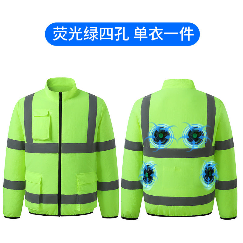New Summer Fan Clothes Construction Site Cooling Air-Conditioning Clothes Outdoor Reflective Strip Air-Conditioning Clothes Men's Style with Fan
