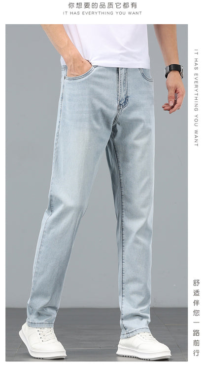 Lyocell Tencel Jeans Men's Straight-Leg Loose 2025 New Men's Pants Summer Thin Ice Silk Ultra-Thin Pants