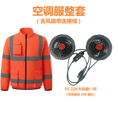 New Summer Fan Clothes Construction Site Cooling Air-Conditioning Clothes Outdoor Reflective Strip Air-Conditioning Clothes Men's Style with Fan