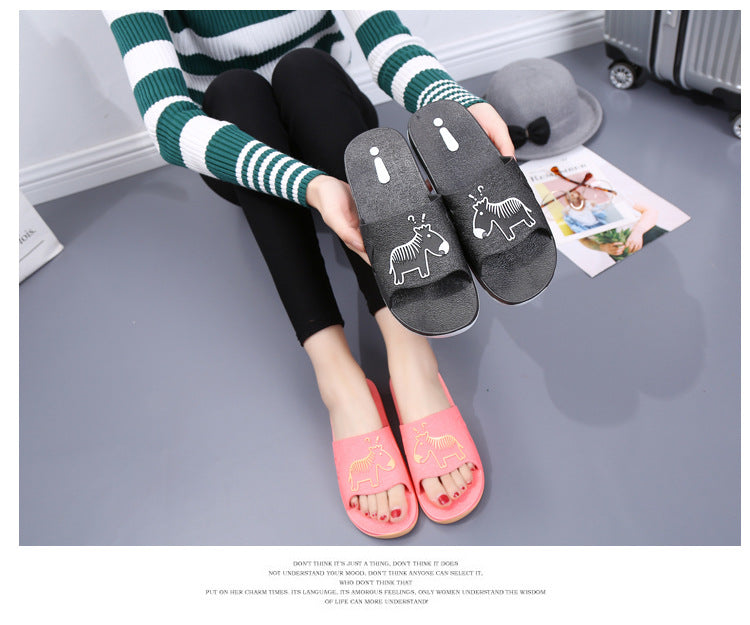 Summer Pvc Bathroom Slippers Home Cartoon Couple Slippers Indoor Cute Bath Non-Slip Sandals Women's Stall