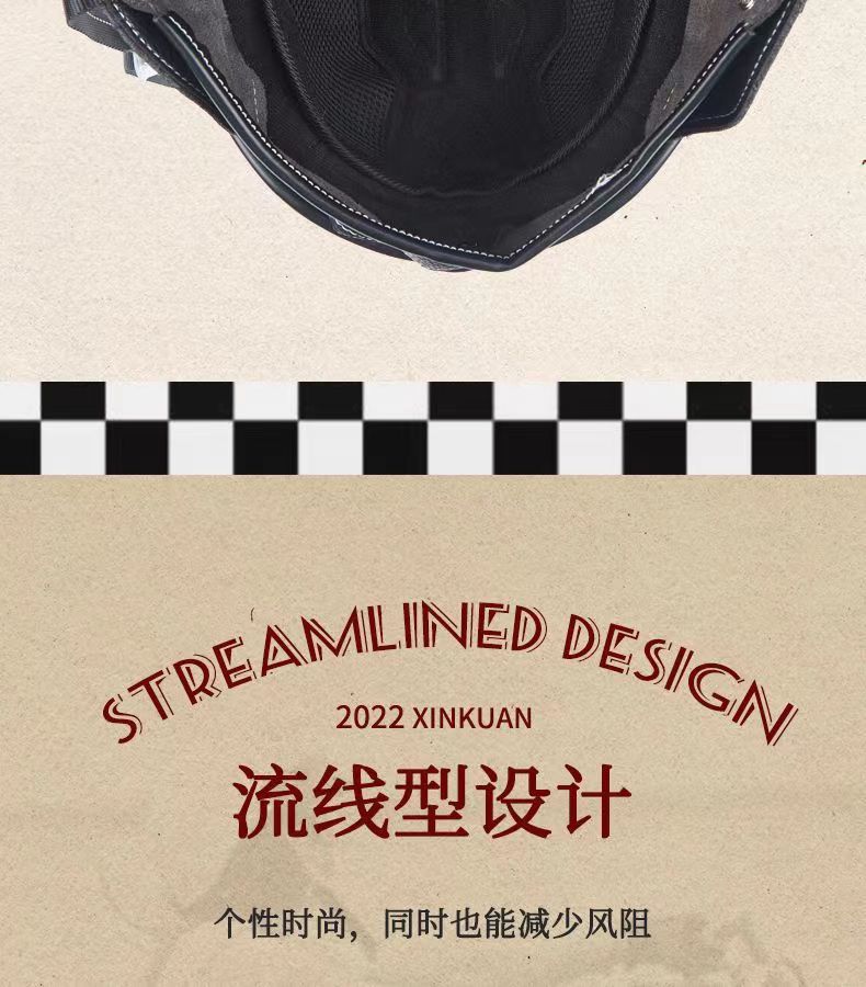 Retro Helmet Motorcycle Half Helmet 3C National Standard Summer Women's Men's Motorcycle Helmet Electric Vehicle Japanese Safety Helmet