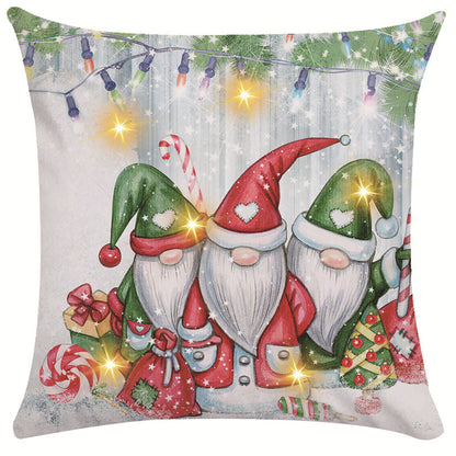 New Amazon Christmas decorative pillow cover snowman printed cushion cover LED pillow light cushion customization