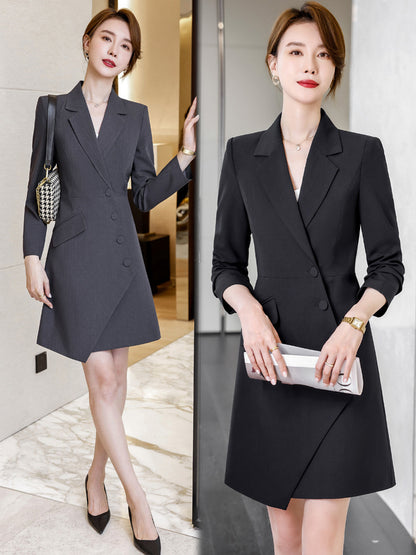 High-end gray professional dress autumn temperament jewelry store work clothes hotel front desk work clothes reception formal wear