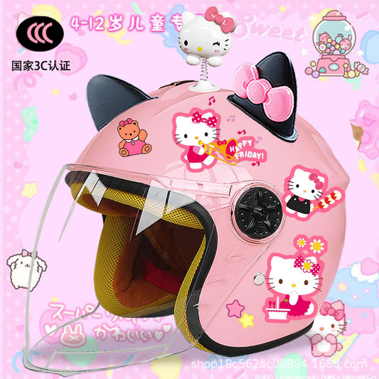 Winter Children's Electric Car Helmet Men's and Women's Cute Warm Thickened Half Helmet Motorcycle Full Helmet Autumn and Winter Helmet