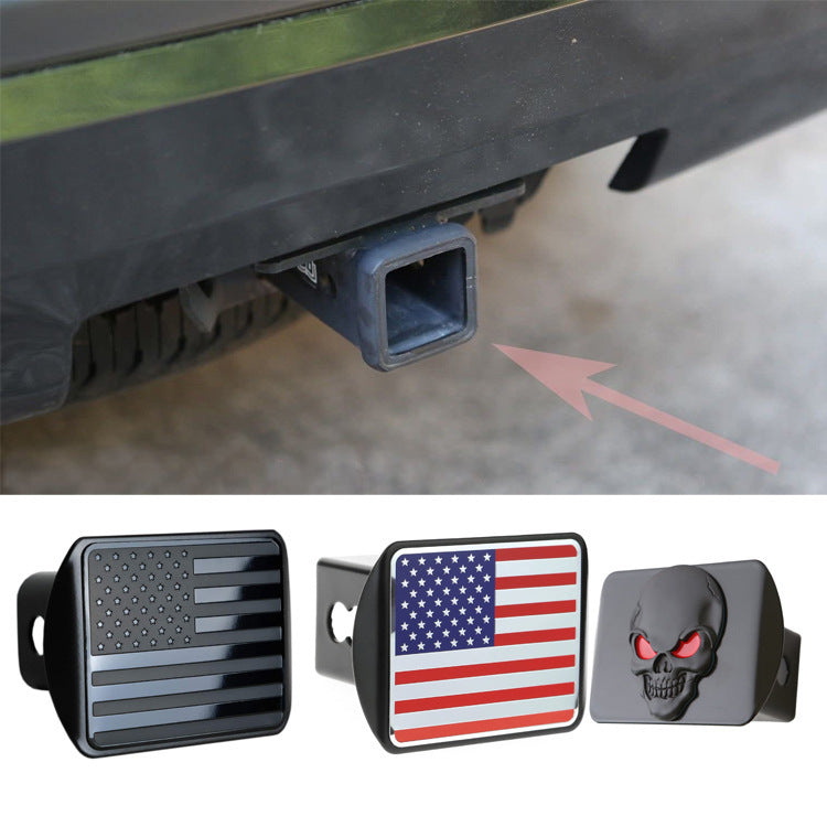 3D three-dimensional red national flag metal trailer hook dust plug car plug cover trailer square port plug American trailer cover