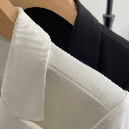Green Metal Buckle Korean Style 2024 Spring and Autumn New Milk White Suit Jacket Women's Casual All-match High-end Suit