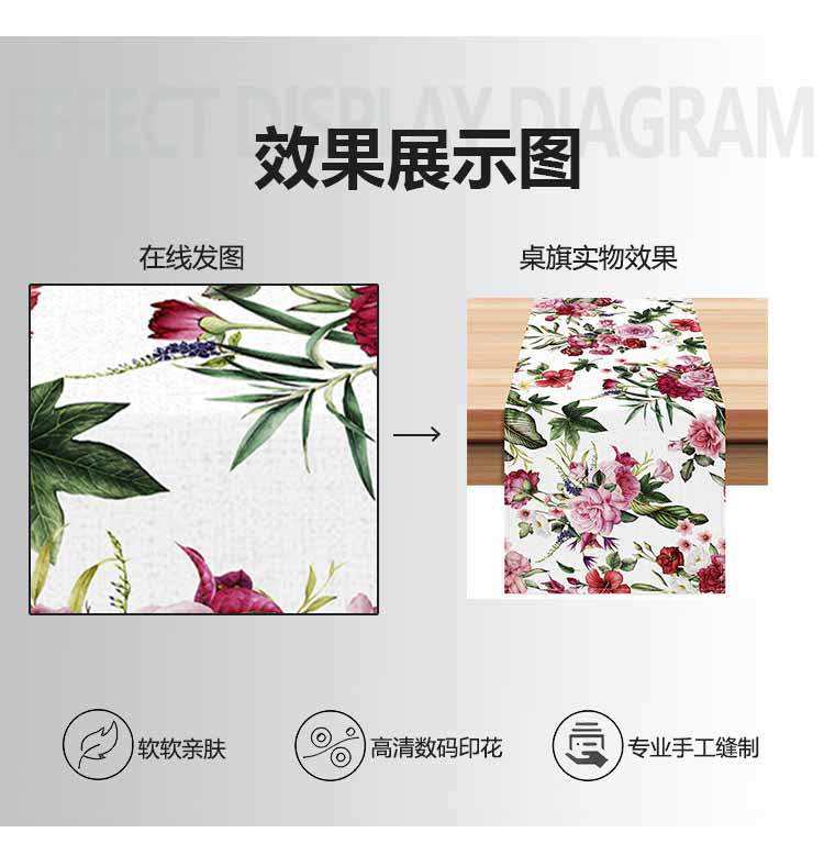 Spring and Summer Table Flags, Rose Red Flowers, Linen Tablecloths, Cross-Border Manufacturers, Direct Sales, Dining Table, Coffee Table Decoration, Insulation Pads Wholesale