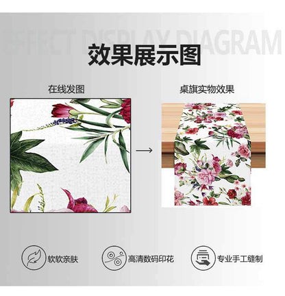 Spring and Summer Table Flags, Rose Red Flowers, Linen Tablecloths, Cross-Border Manufacturers, Direct Sales, Dining Table, Coffee Table Decoration, Insulation Pads Wholesale