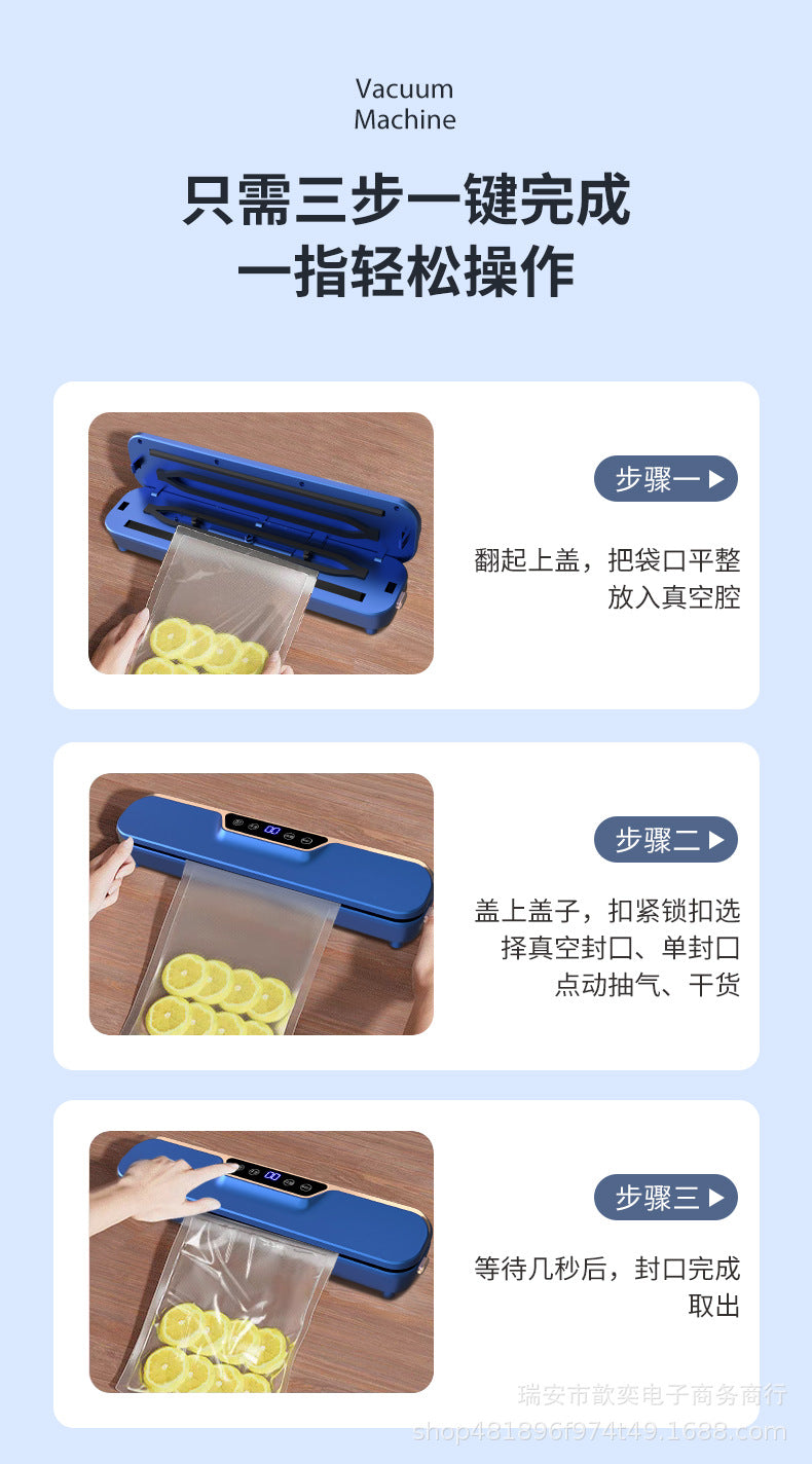 Automatic Vacuum sealing machine food packaging machine small fresh-keeping sealing machine household plastic sealing machine vacuum group purchase