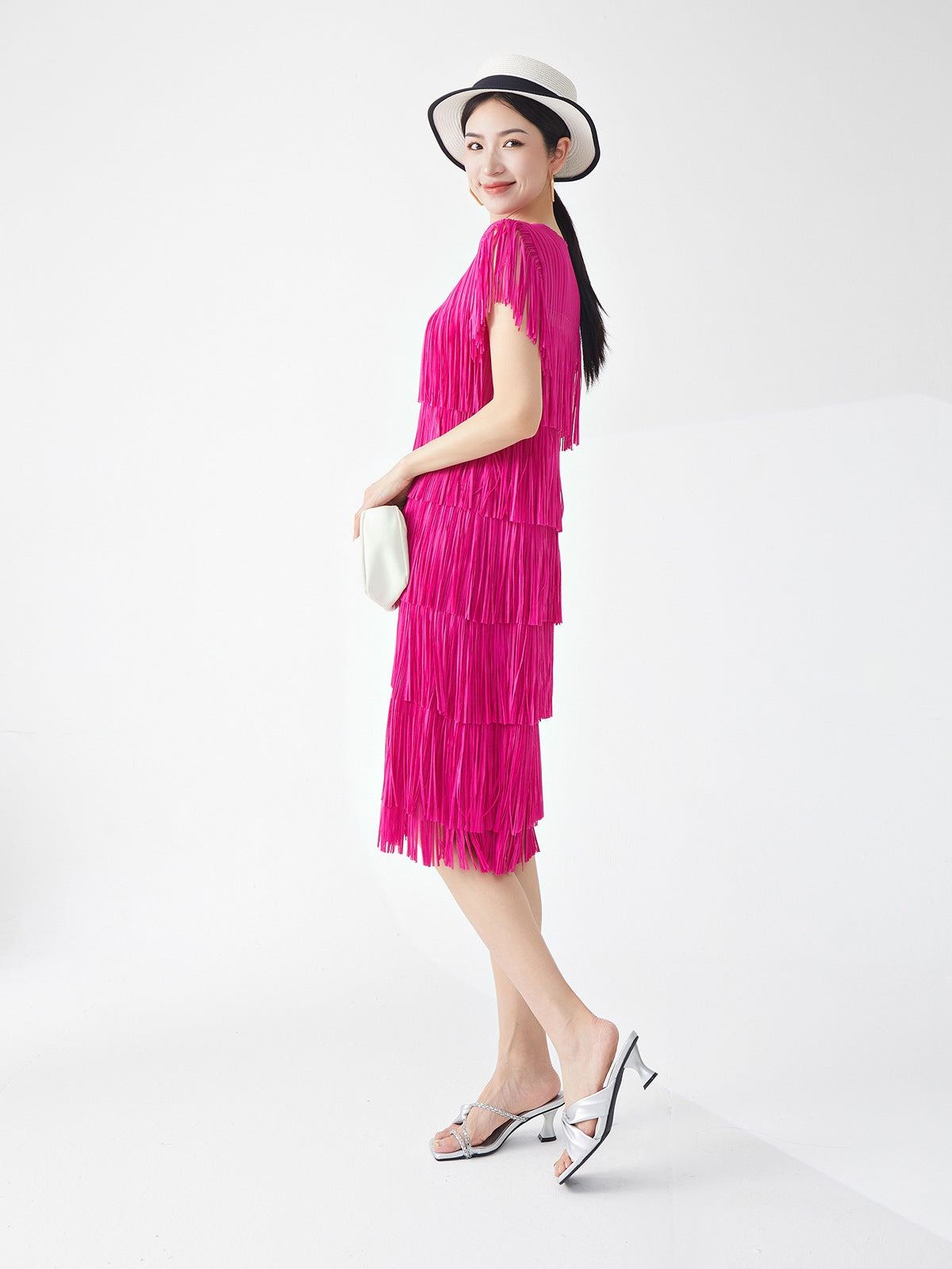 Miyake Hot Selling Dress Commuting Women's Summer Design Niche Drape Temperament Fashionable Elegant Tassel Midi Skirt