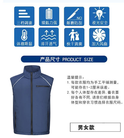 Wholesale air conditioning clothing sleeveless summer heatstroke prevention and cooling clothing with fan construction site labor protection clothing cross-border Japanese and Korean explosions